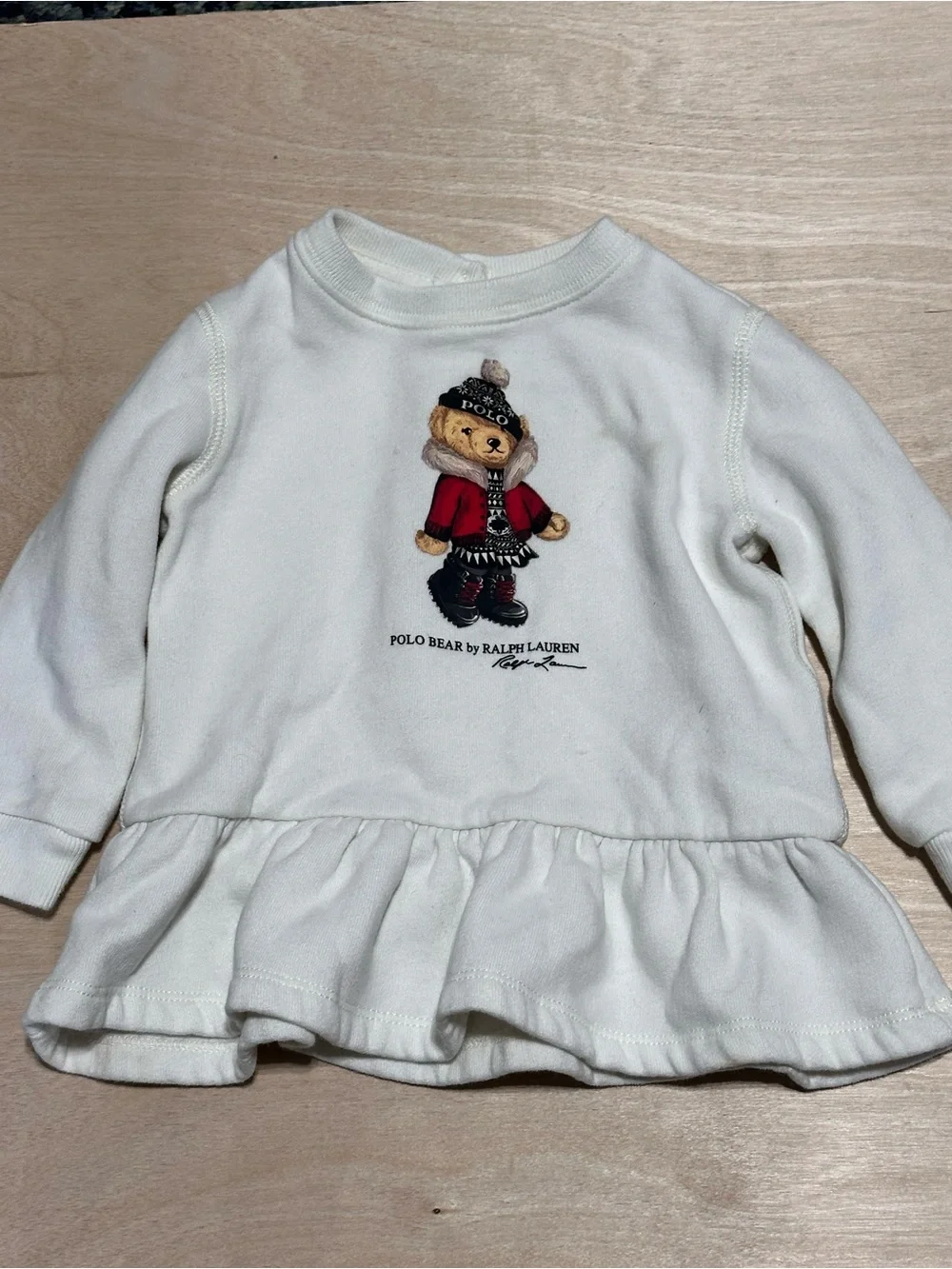 Ralph Lauren White Bear Graphic Peplum Top